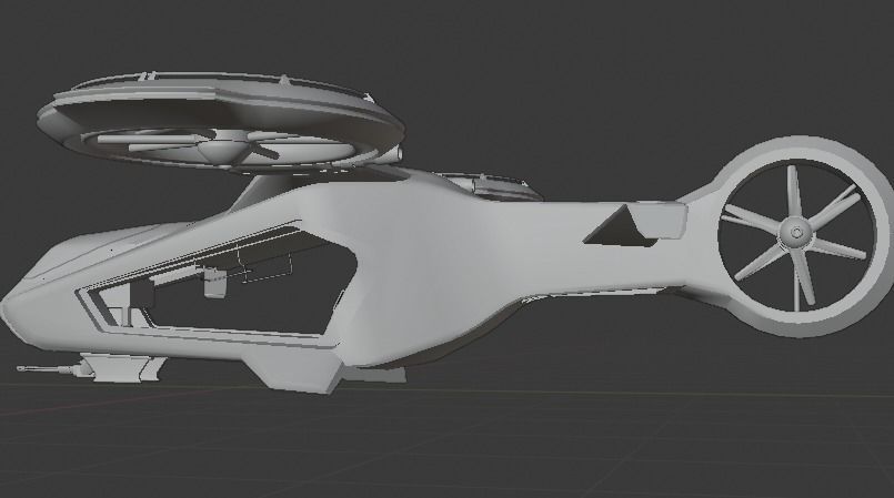 Scifi futuristic security helicopter Low-poly 3D model_34