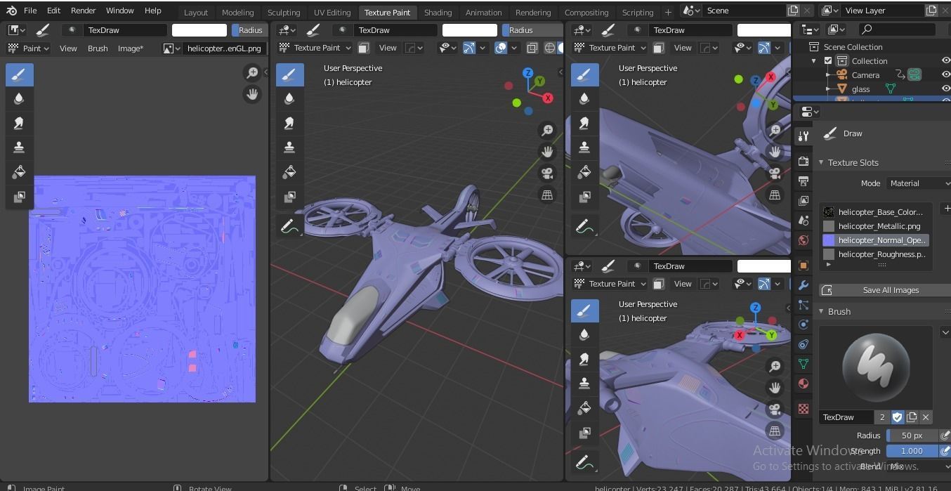 Scifi futuristic security helicopter Low-poly 3D model_45