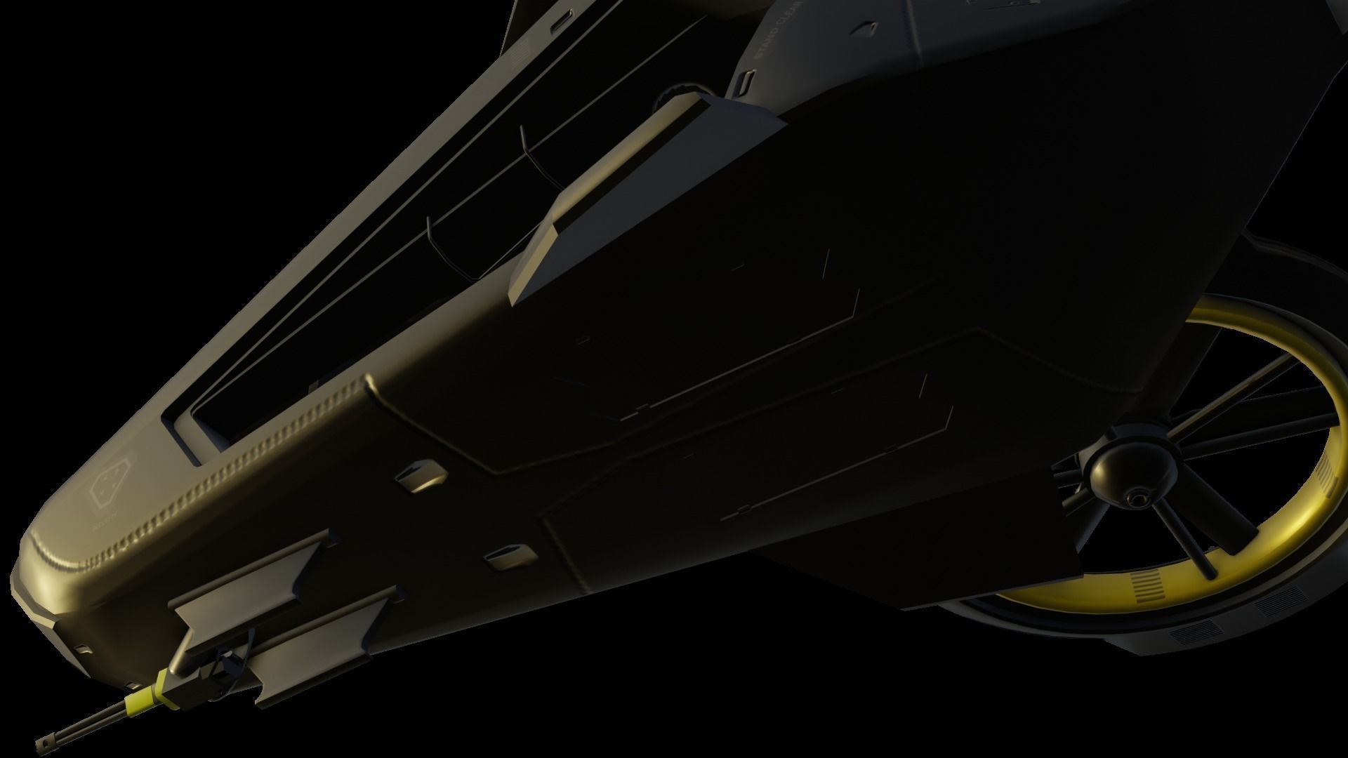 Scifi futuristic security helicopter Low-poly 3D model_24