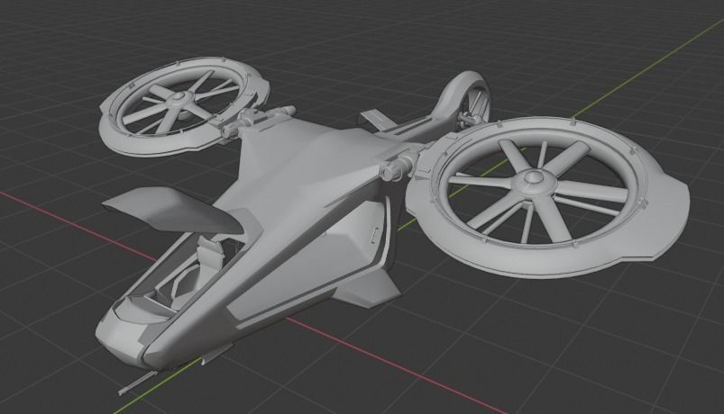 Scifi futuristic security helicopter Low-poly 3D model_49