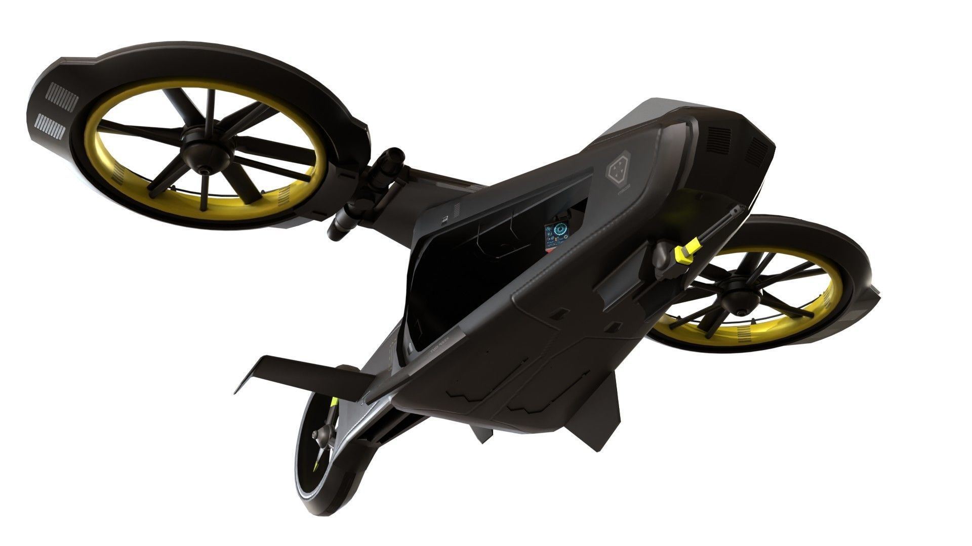 Scifi futuristic security helicopter Low-poly 3D model_4