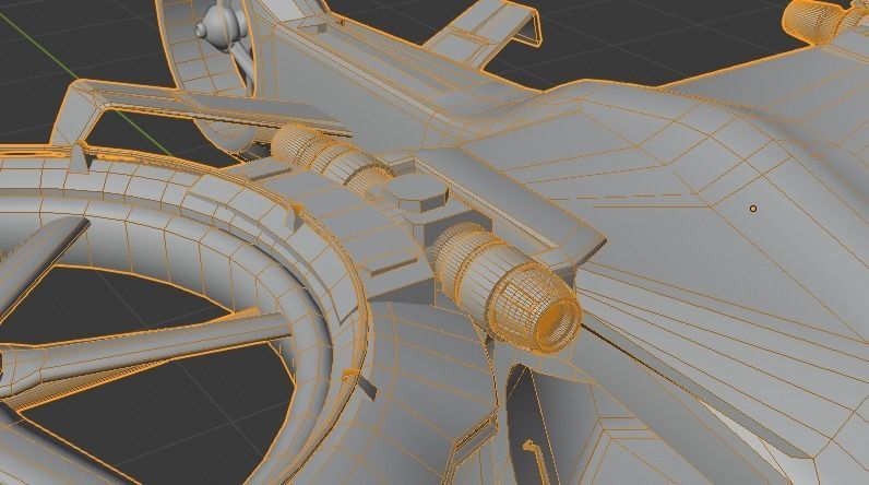 Scifi futuristic security helicopter Low-poly 3D model_32