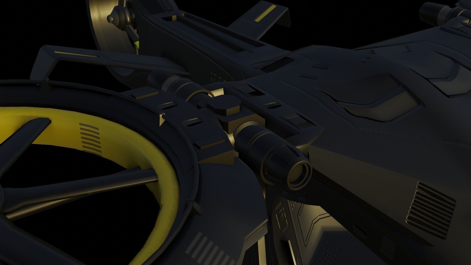 Scifi futuristic security helicopter Low-poly 3D model_30