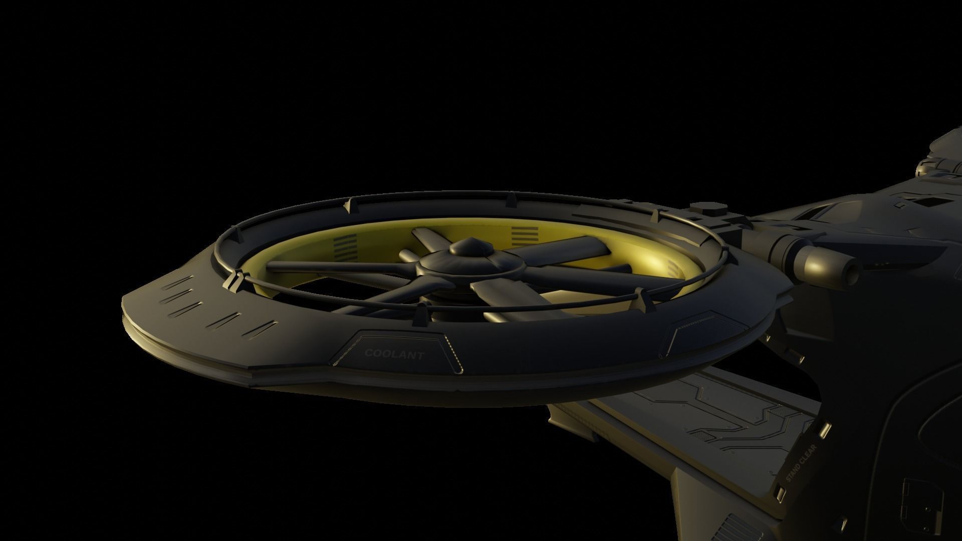 Scifi futuristic security helicopter Low-poly 3D model_19