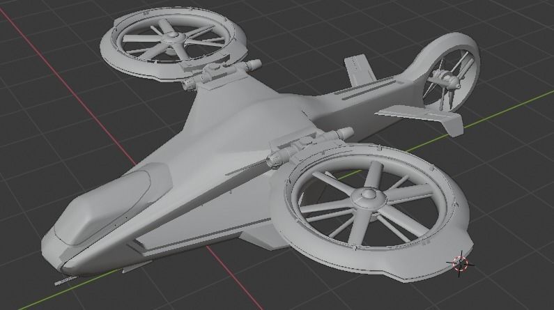 Scifi futuristic security helicopter Low-poly 3D model_5