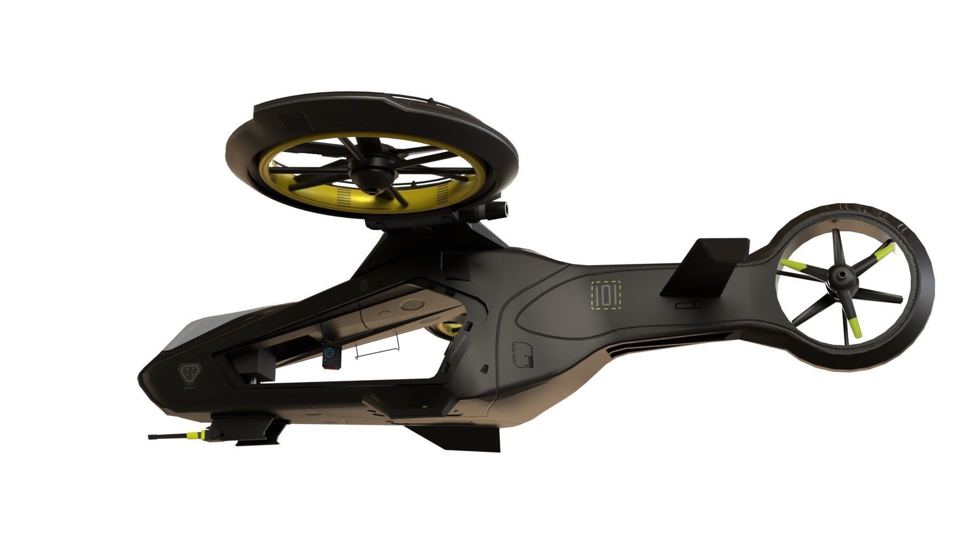 Scifi futuristic security helicopter Low-poly 3D model_2