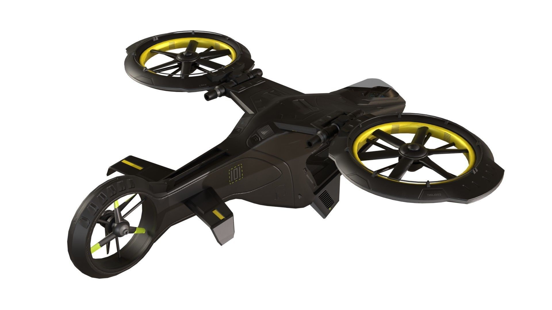 Scifi futuristic security helicopter Low-poly 3D model_3