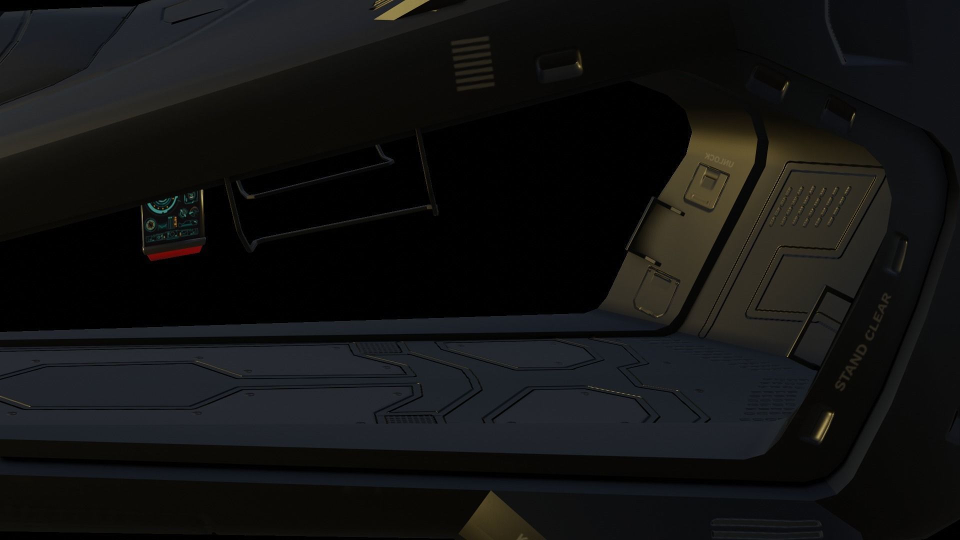 Scifi futuristic security helicopter Low-poly 3D model_7