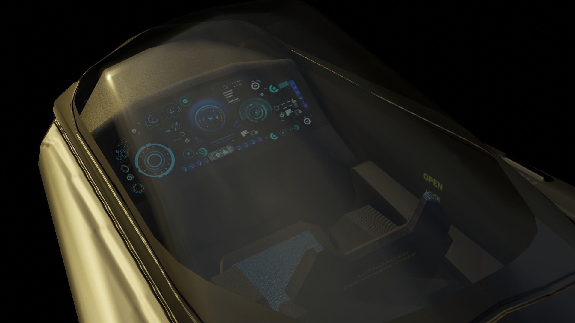 Scifi futuristic security helicopter Low-poly 3D model_16