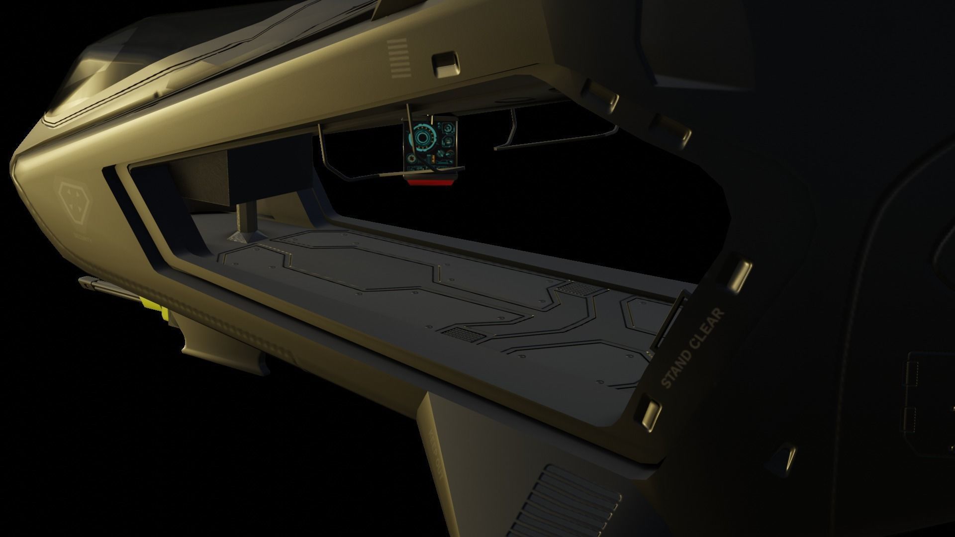 Scifi futuristic security helicopter Low-poly 3D model_23