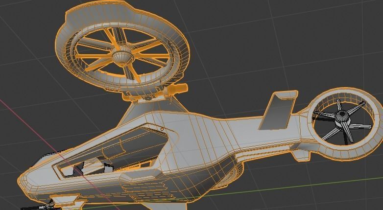 Scifi futuristic security helicopter Low-poly 3D model_41