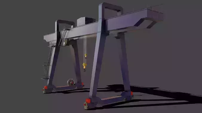 PBR Double Girder Gantry Crane V1 - Blue Dark Low-poly 3D model