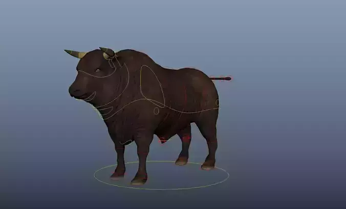 Bull RIg Animated Low-poly 3D model