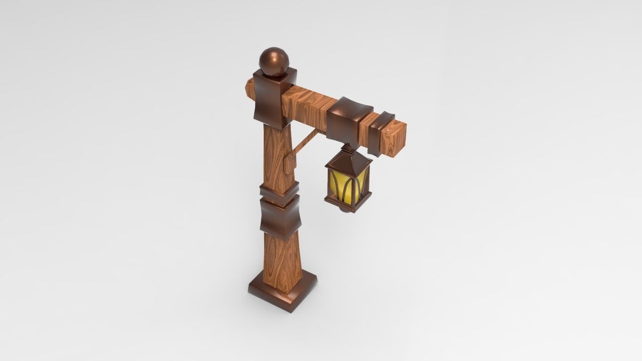 Lamp Post Low-poly 3D model_4
