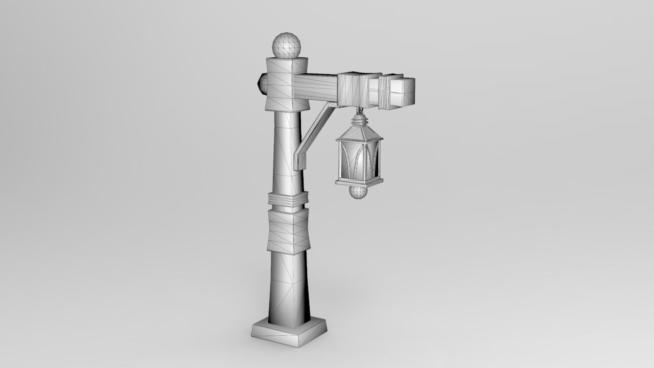Lamp Post Low-poly 3D model_5