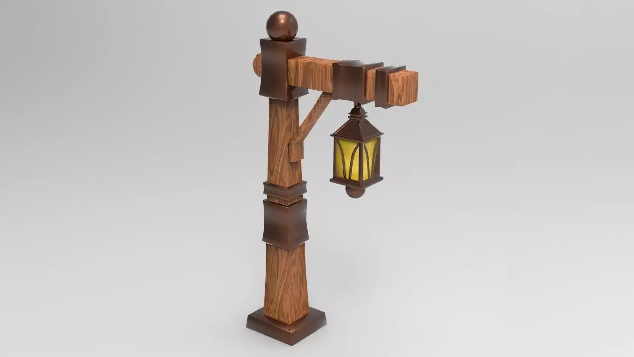 Lamp Post Low-poly 3D model_0