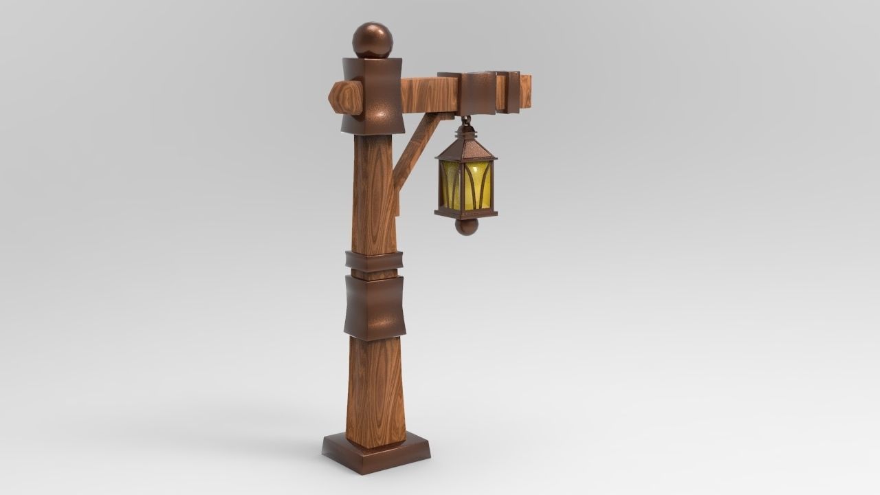 Lamp Post Low-poly 3D model_2