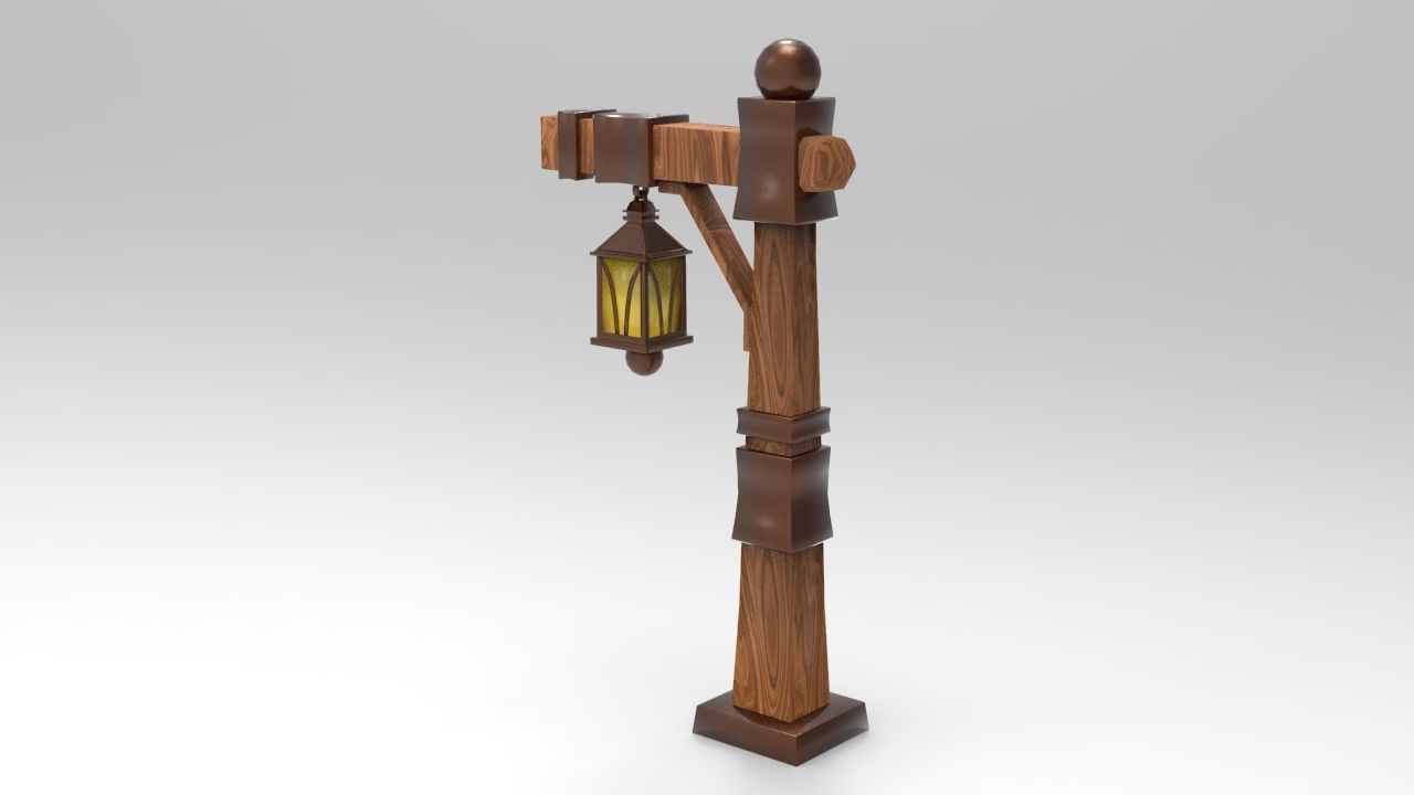 Lamp Post Low-poly 3D model_1