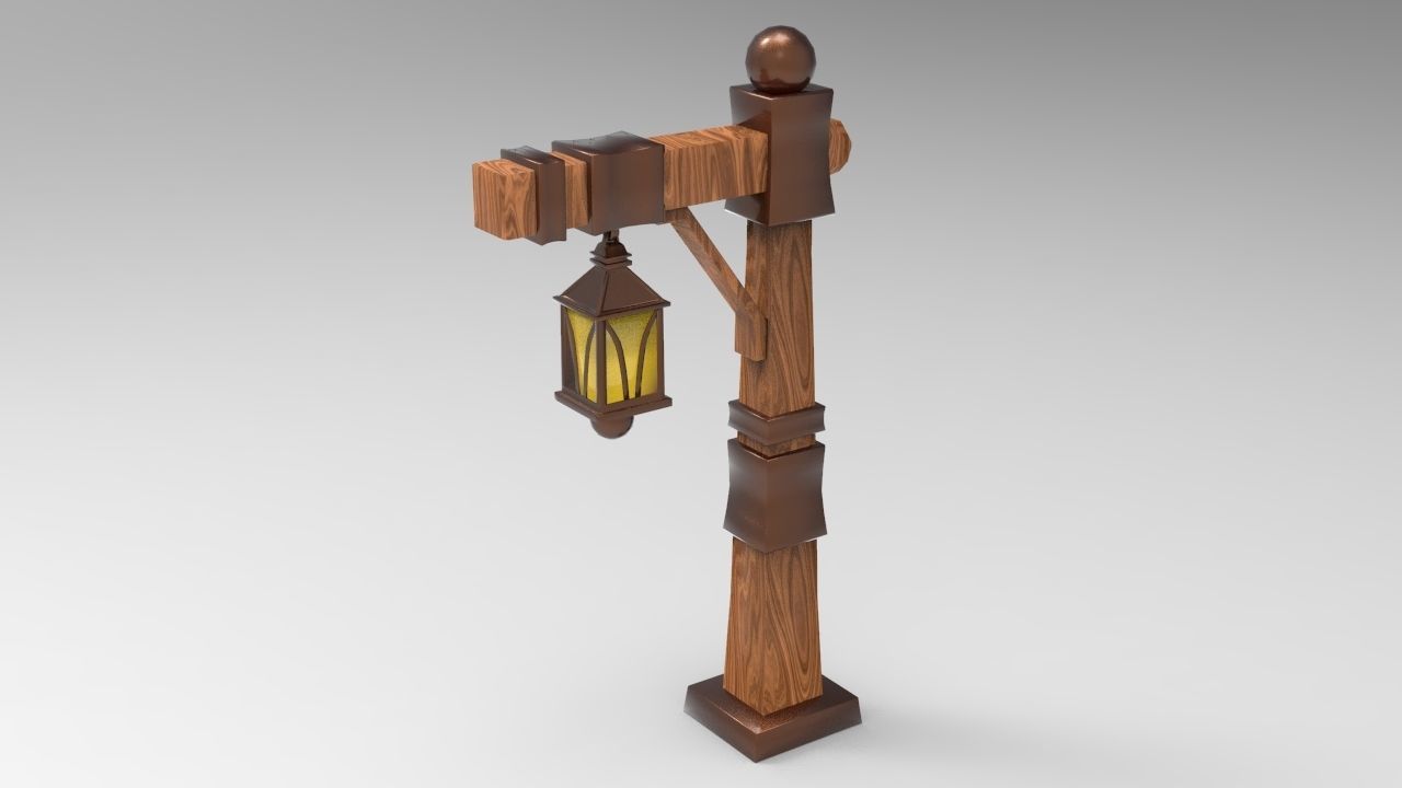 Lamp Post Low-poly 3D model_3