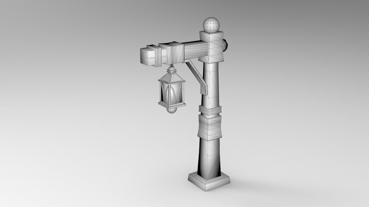 Lamp Post Low-poly 3D model_6