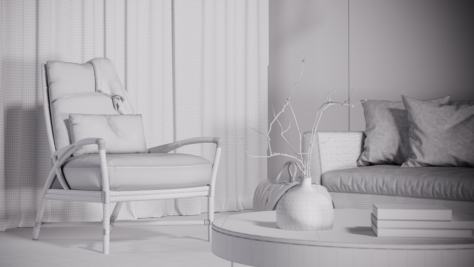 CA - Simple Studio  Interior Scene 2 -  Corona - Vray 3D model_7