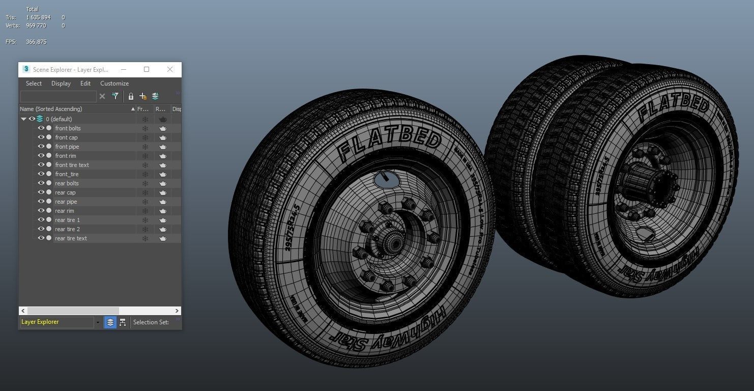 Truck steel wheels  3D model_19