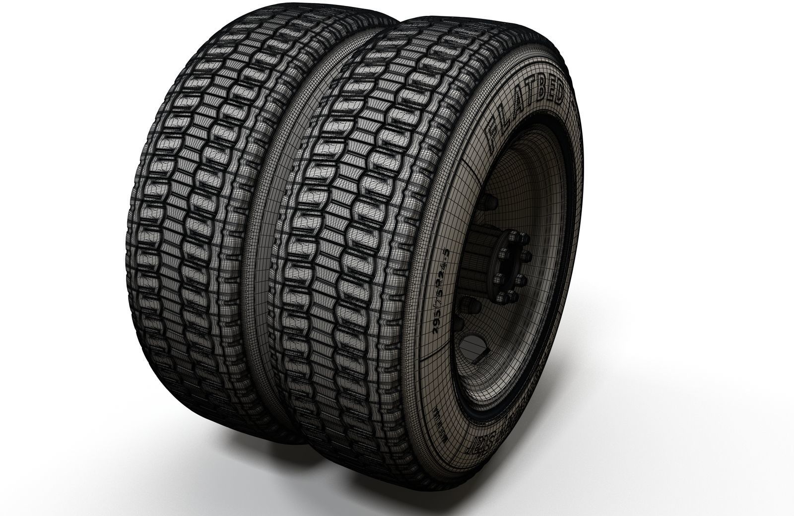 Truck steel wheels  3D model_15