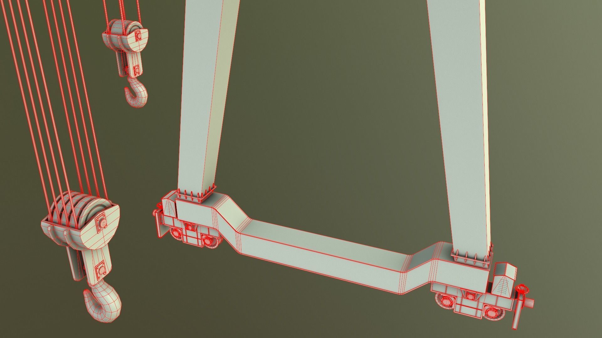PBR Double Girder Gantry Crane V1 - Green  Low-poly 3D model_19