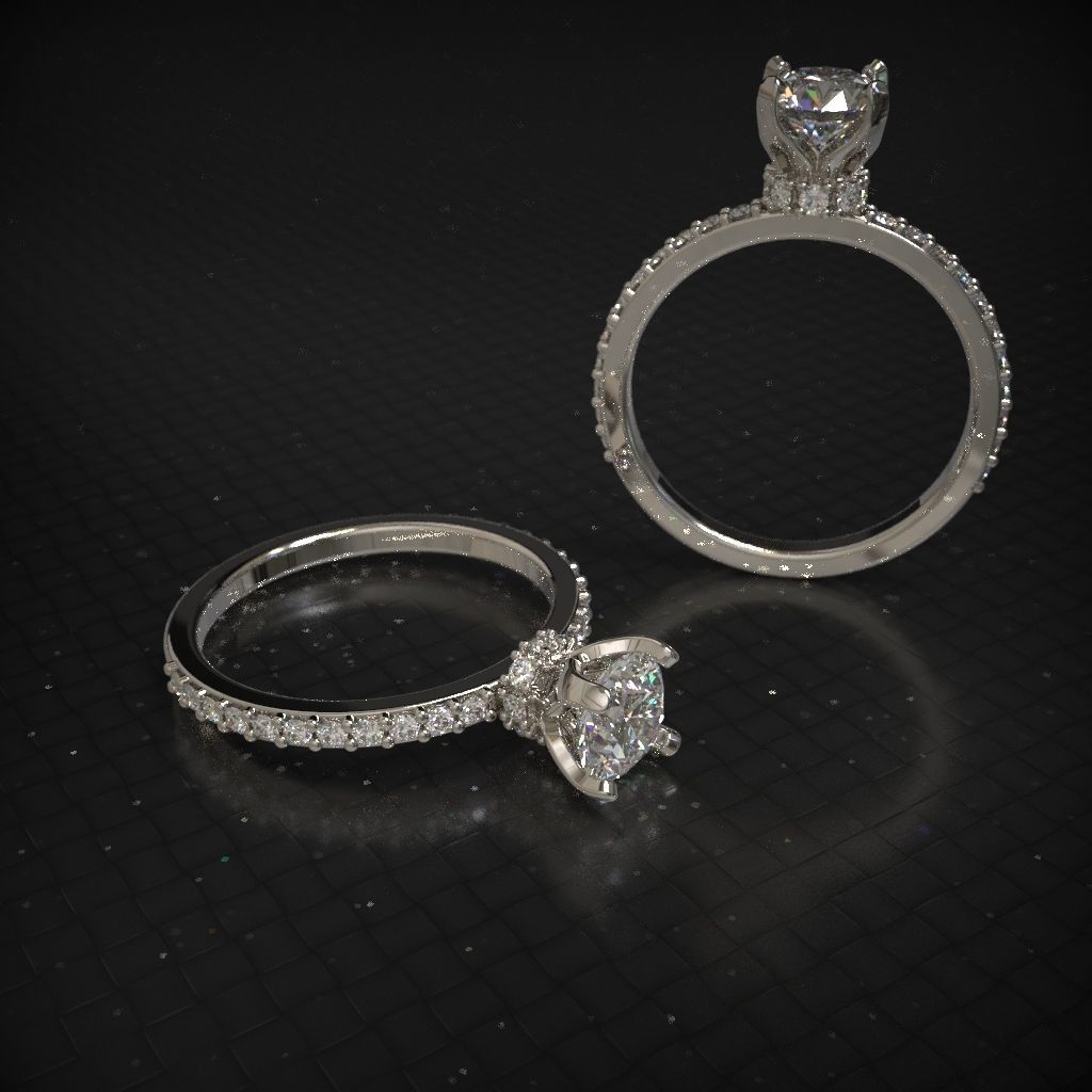 Engagement diamond ring for 3D print 3D print model_10