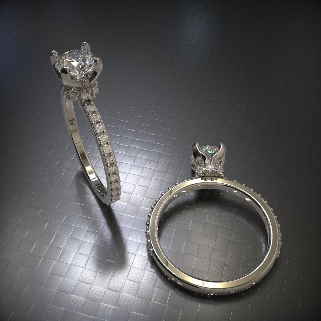 Engagement diamond ring for 3D print 3D print model_1