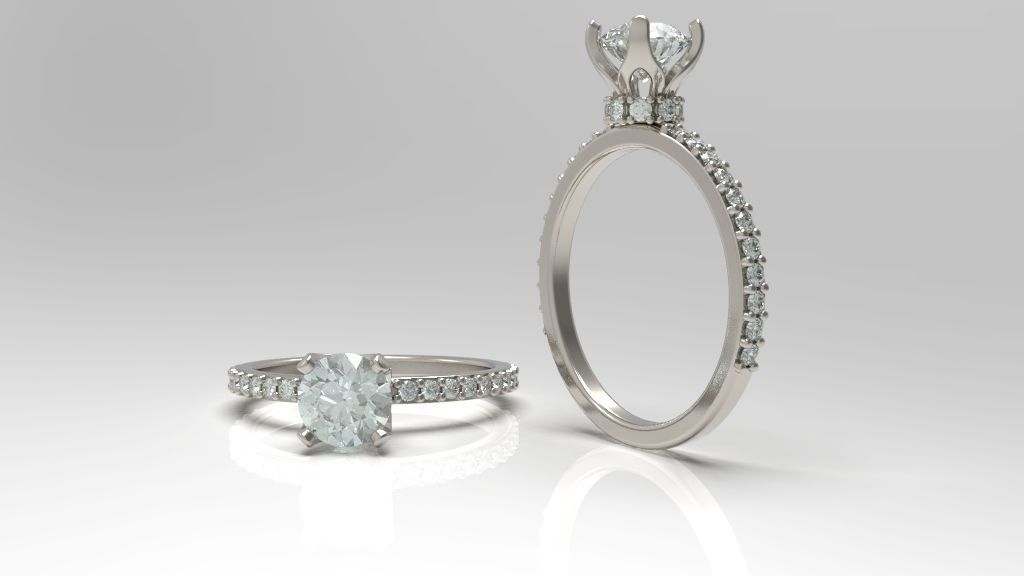 Engagement diamond ring for 3D print 3D print model_8