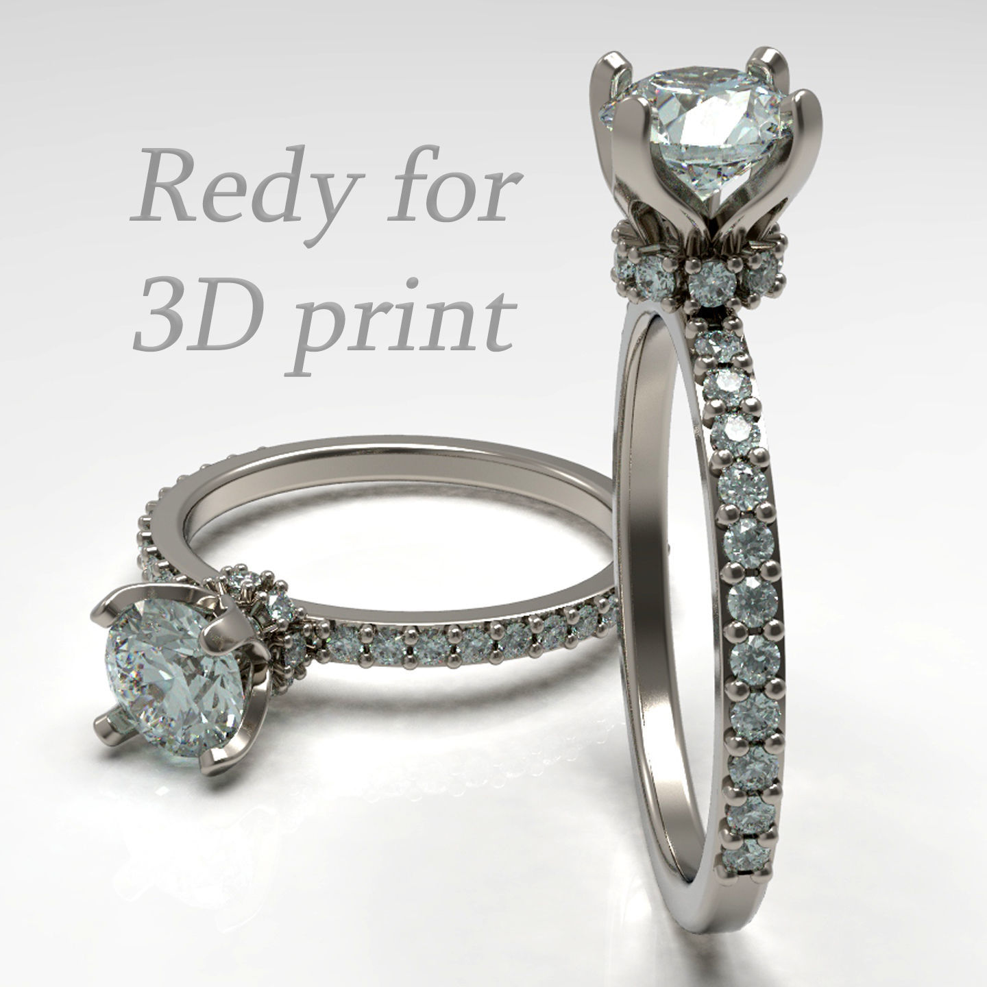 Engagement diamond ring for 3D print 3D print model_11
