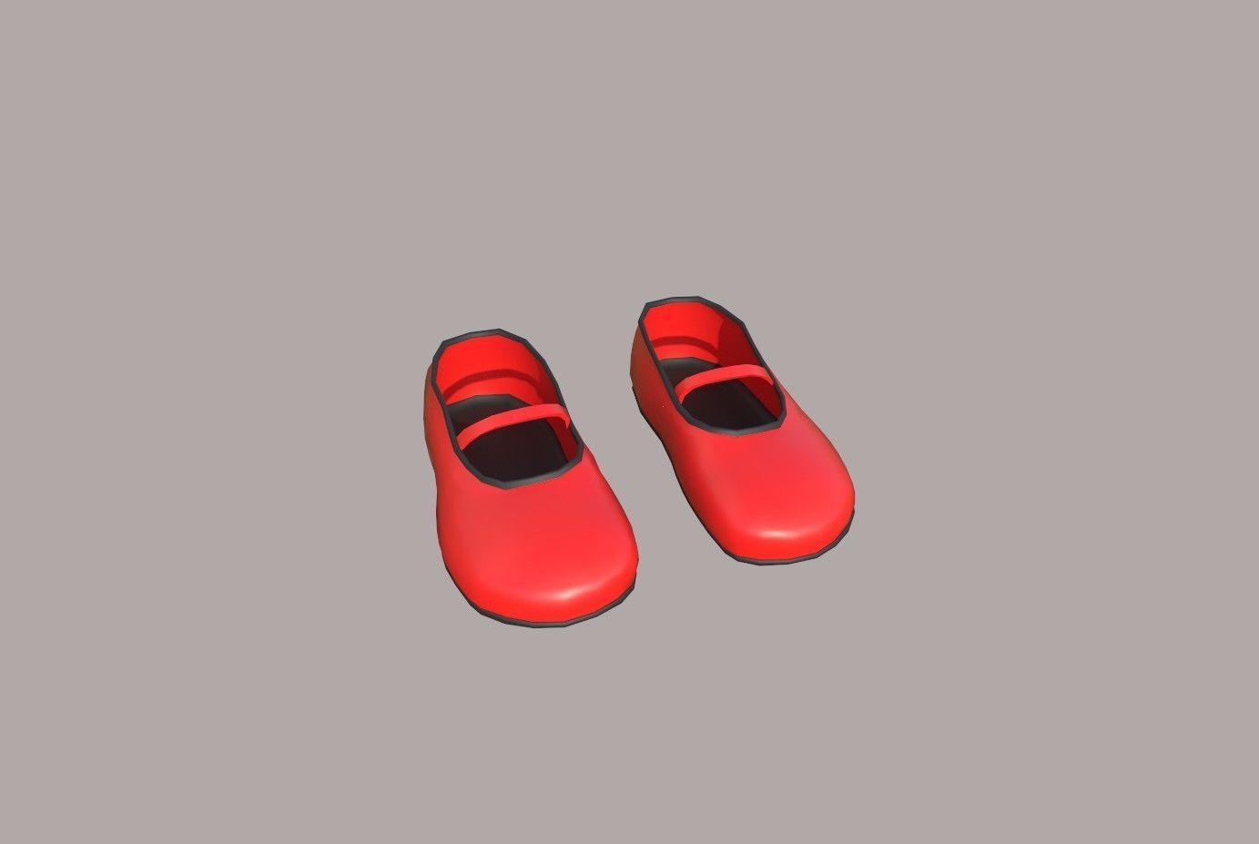 red shoes  Low-poly 3D model_2