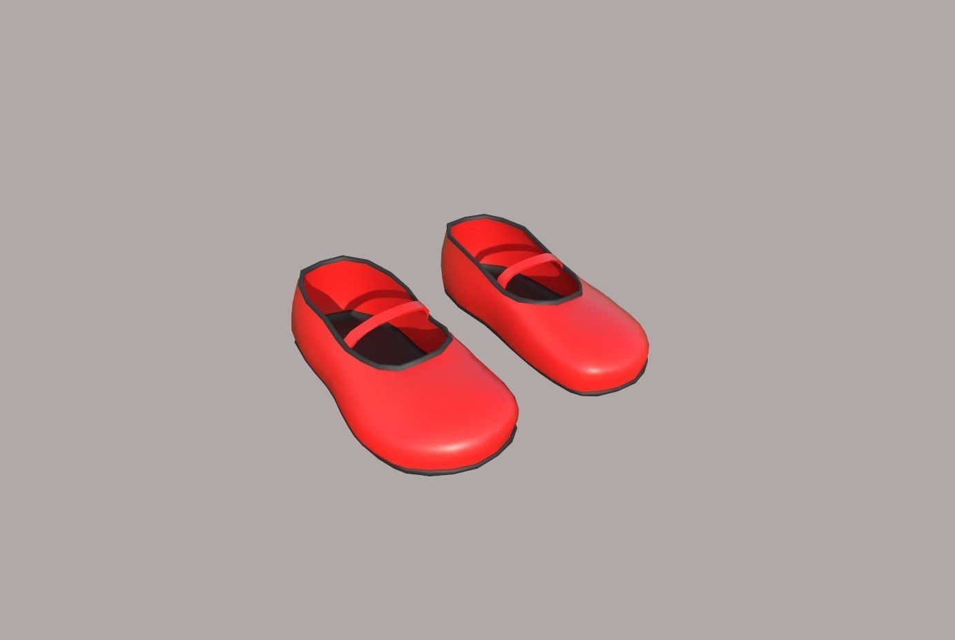 red shoes  Low-poly 3D model_1