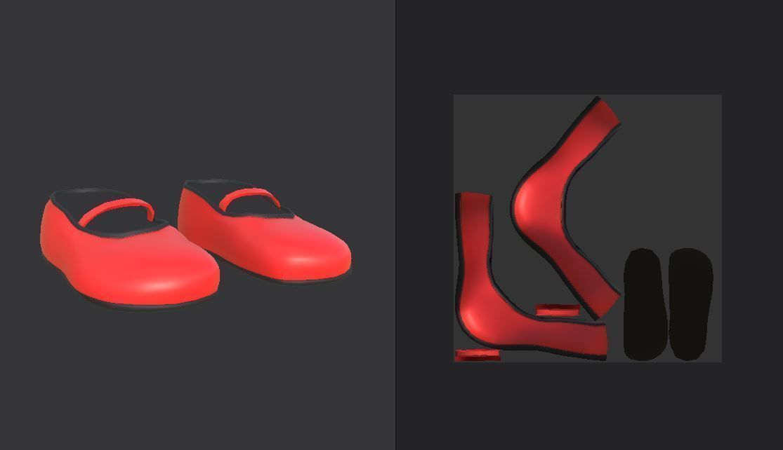 red shoes  Low-poly 3D model_4