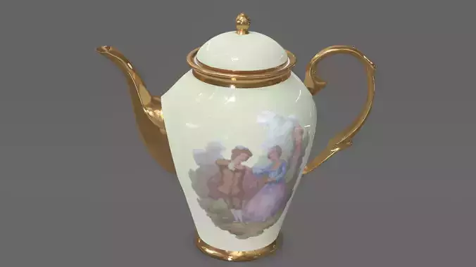Coffe Pot Porcelain Retro 3D Model