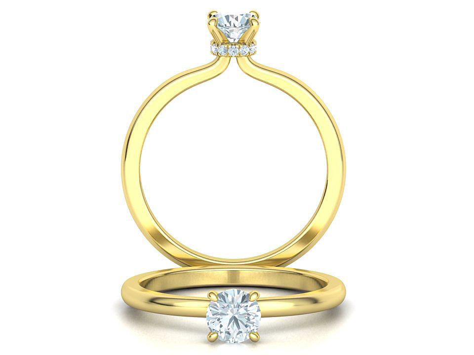 Bonnie Solitaire Engagement ring 5mm stone 4prong design 3D print model_4