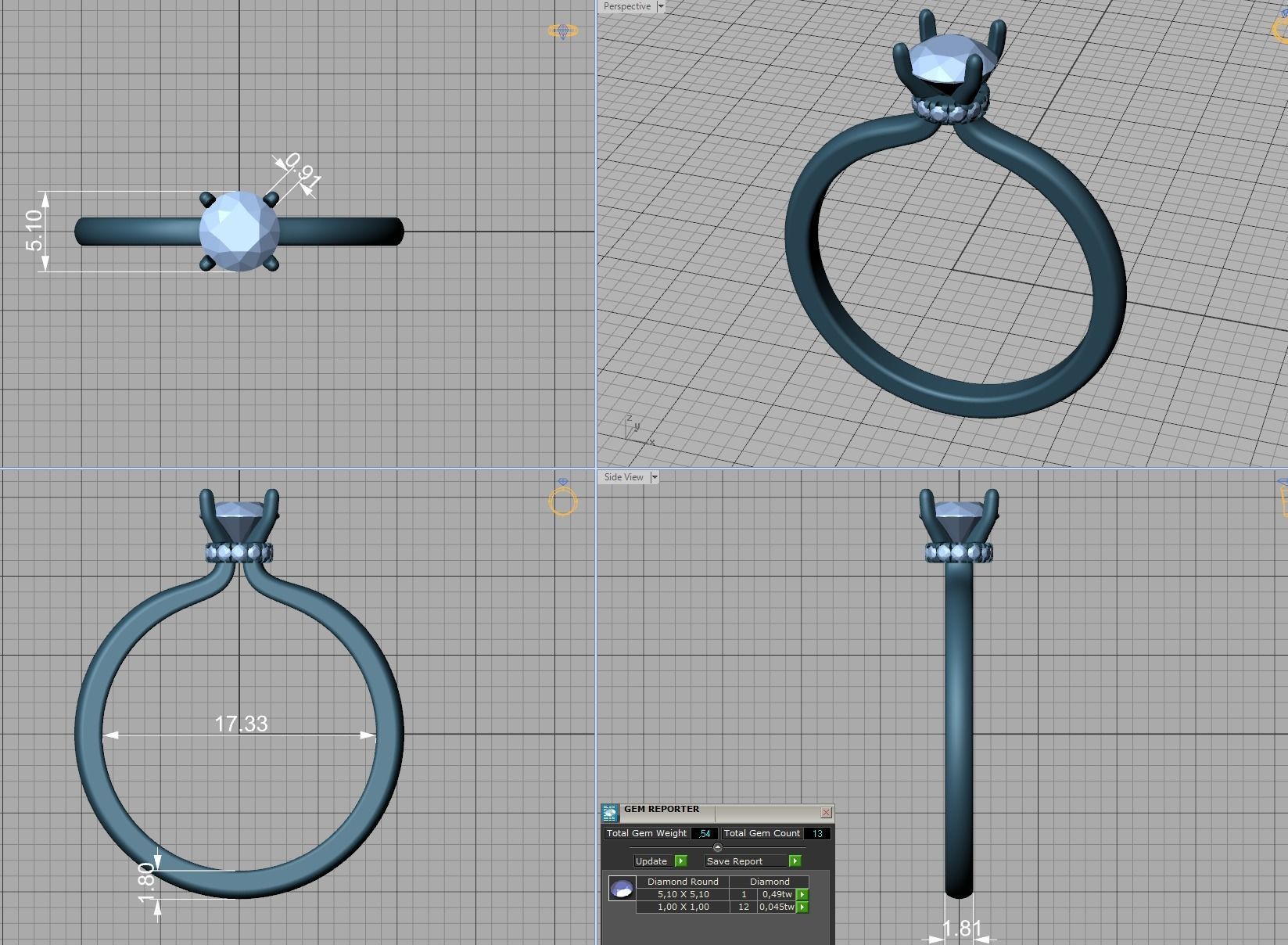 Bonnie Solitaire Engagement ring 5mm stone 4prong design 3D print model_12