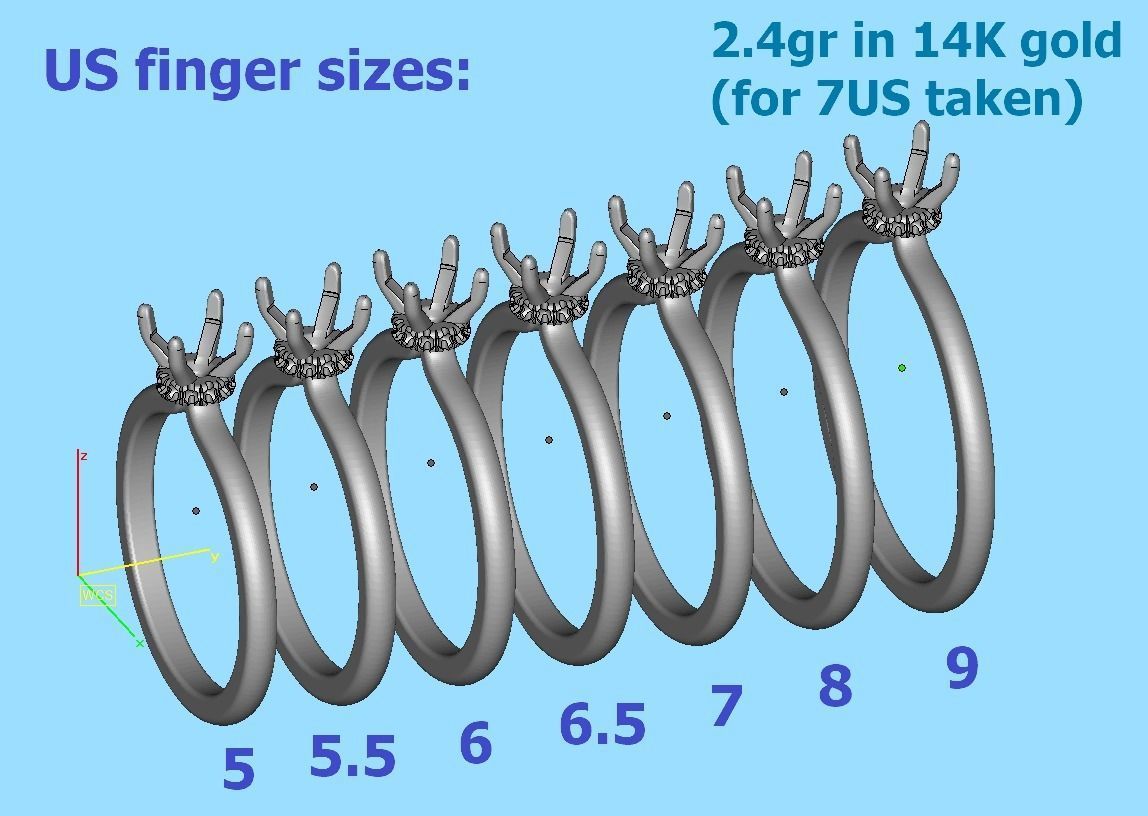 Bonnie Solitaire Engagement ring 5mm stone 4prong design 3D print model_20