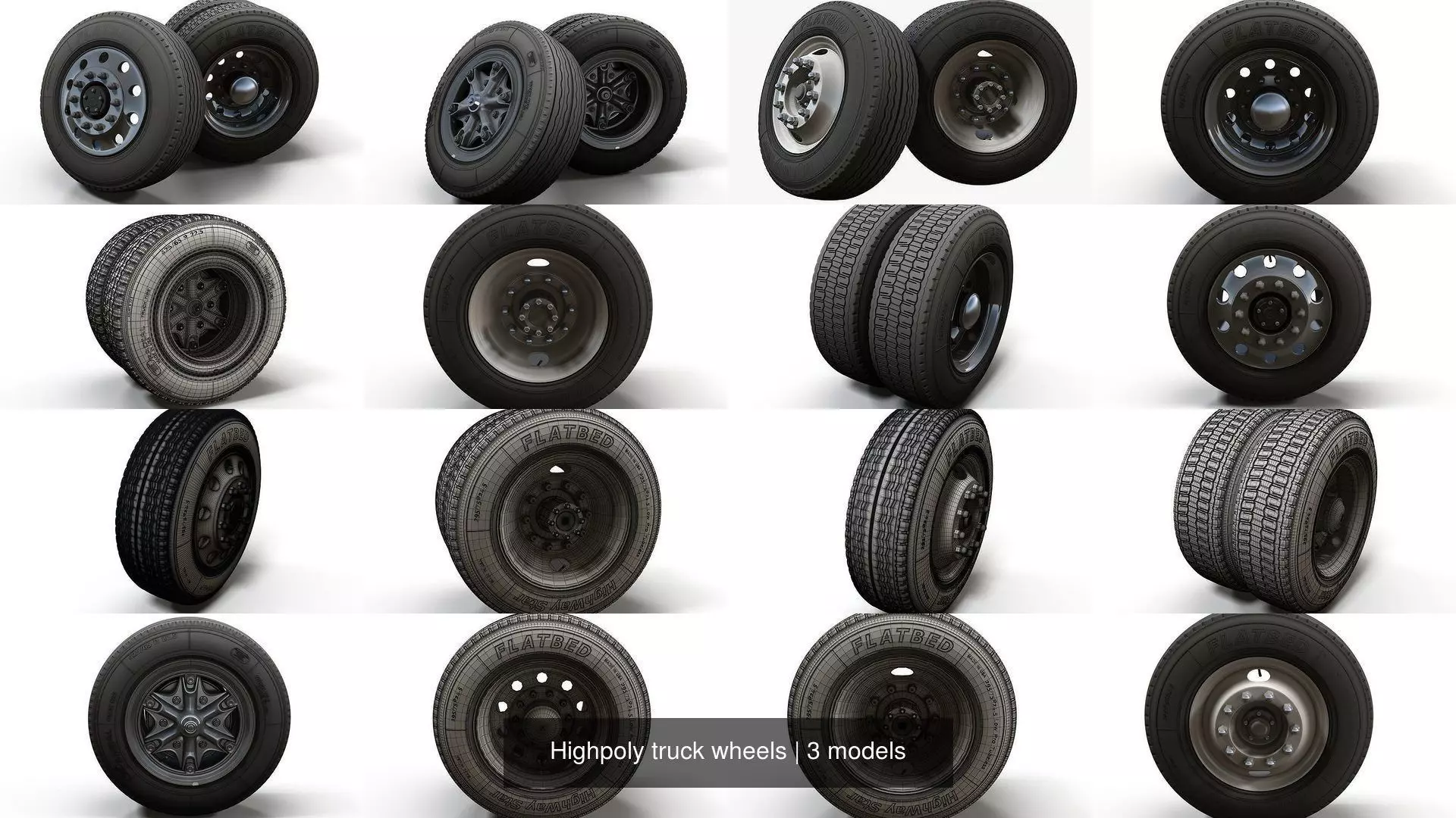 Highpoly truck wheels 3D Model Collection_0