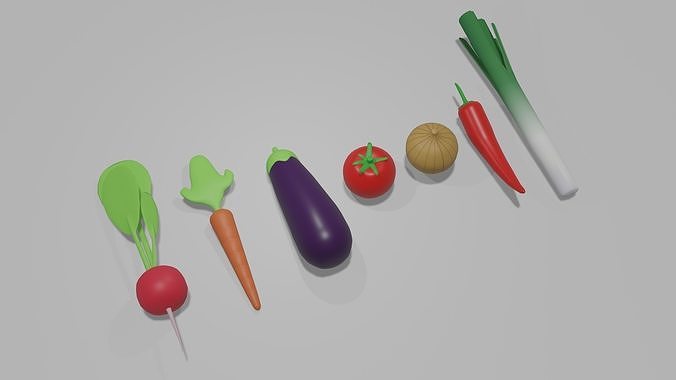 Cartoon Vegetable Pack Low-poly 3D model