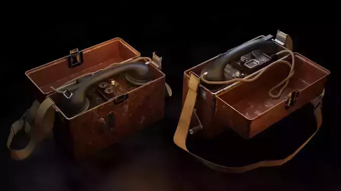 WW2 Military Telephone Low-poly 3D model