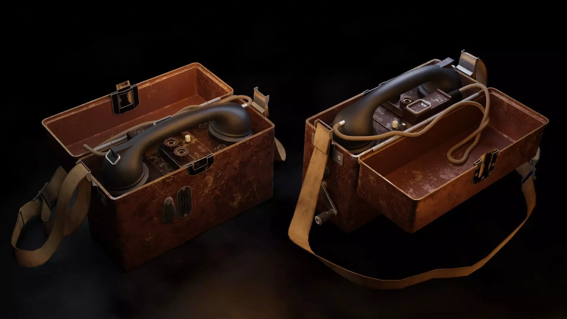 WW2 Military Telephone Low-poly 3D model_0