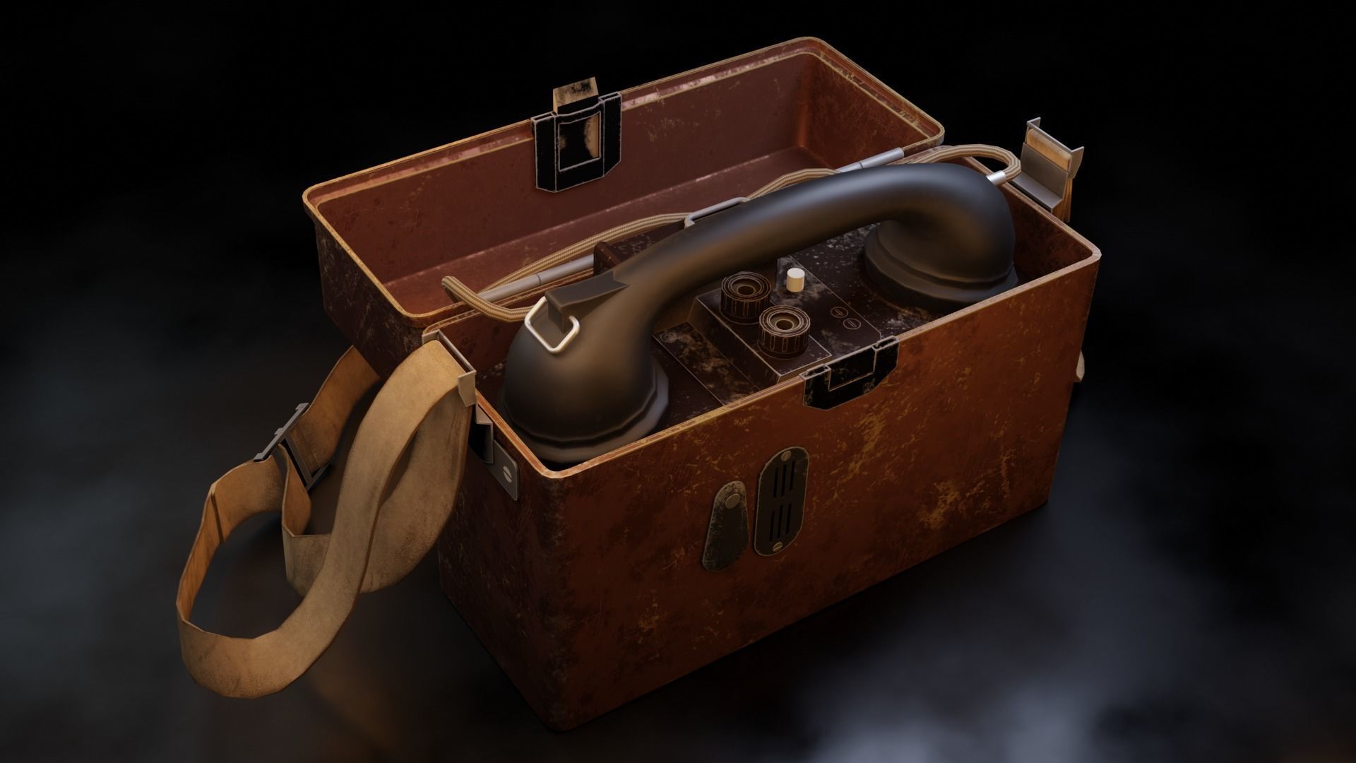 WW2 Military Telephone Low-poly 3D model_1