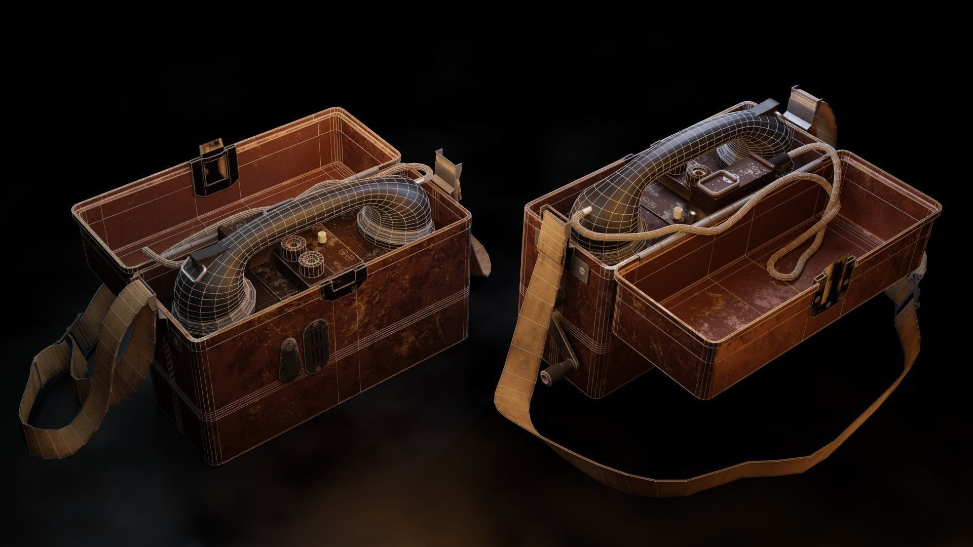 WW2 Military Telephone Low-poly 3D model_5