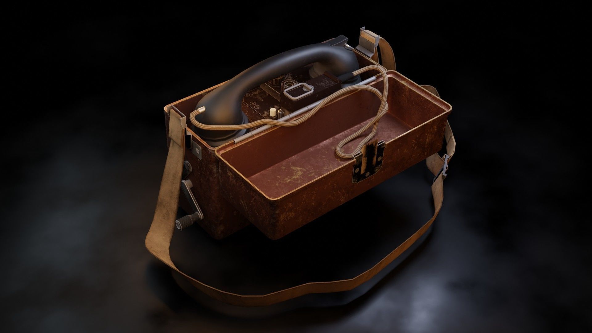 WW2 Military Telephone Low-poly 3D model_2