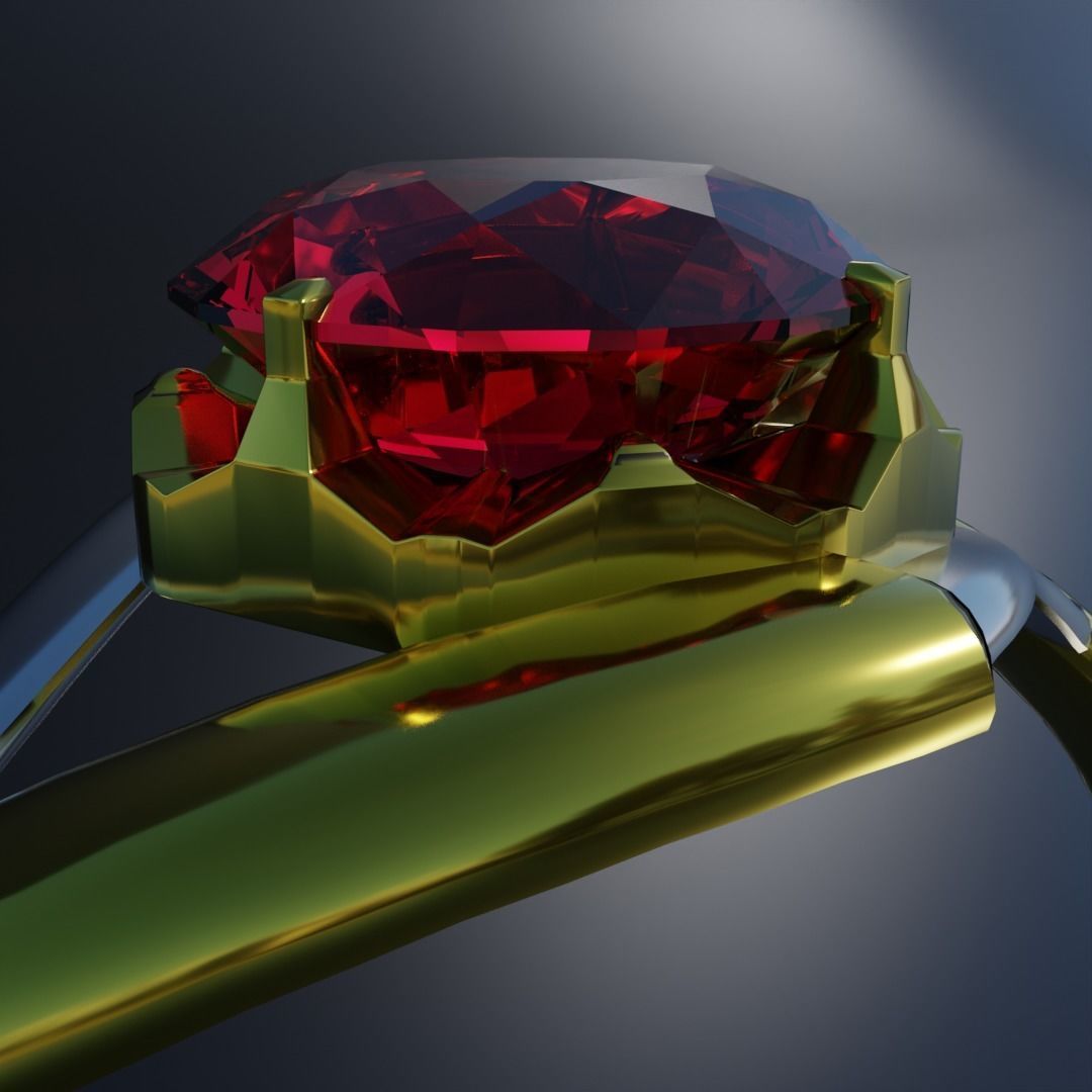 Ruby Ring Low-poly 3D model_2