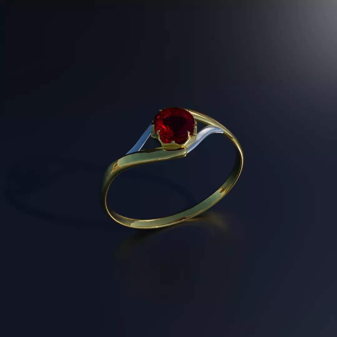 Ruby Ring Low-poly 3D model_0