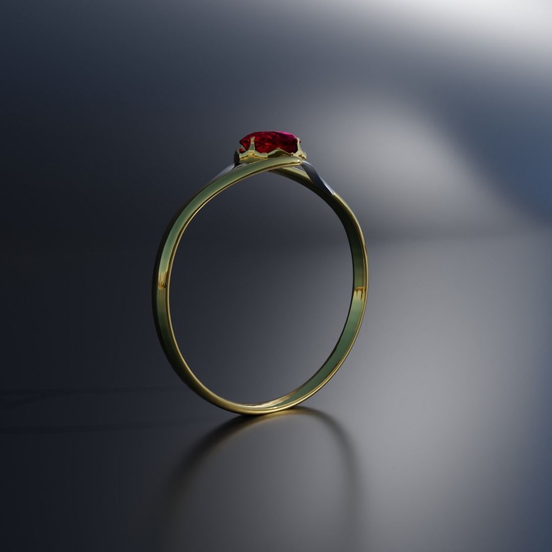 Ruby Ring Low-poly 3D model_1