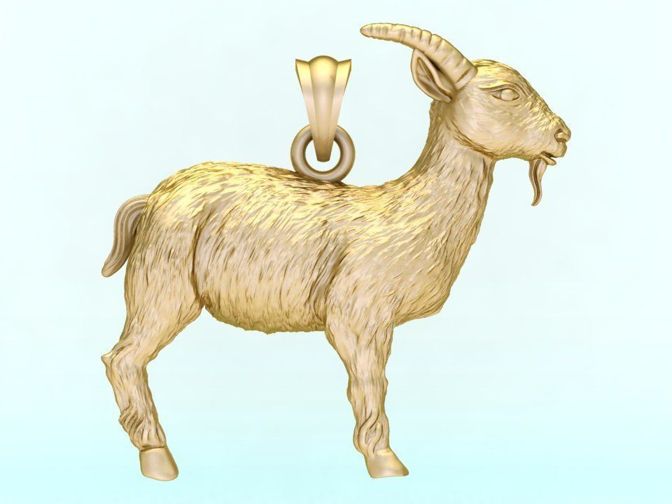 Goat pendant 3D print model_1